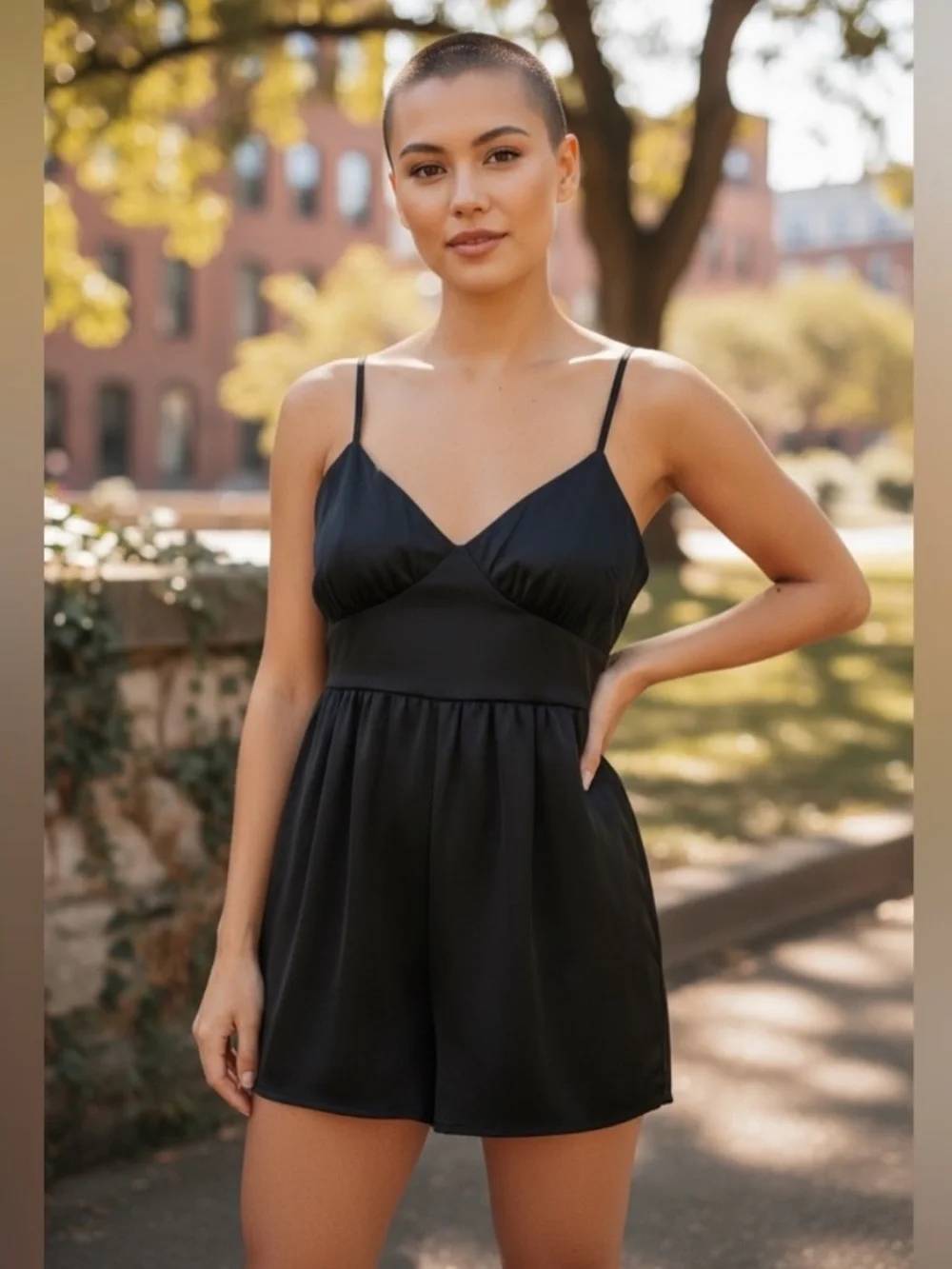 Nasty Gal Black Romper Ruffle Bust Size 8 NWT Playsuit - Picture 2 of 8